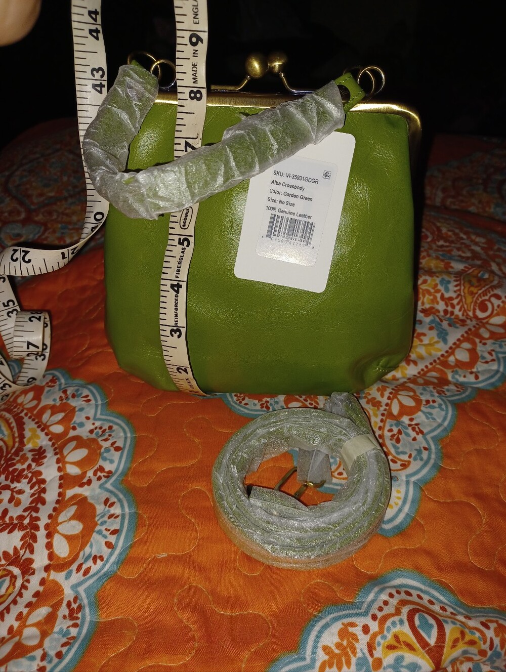 HOBO Green Leather Kiss-Lock Mini Crossbody